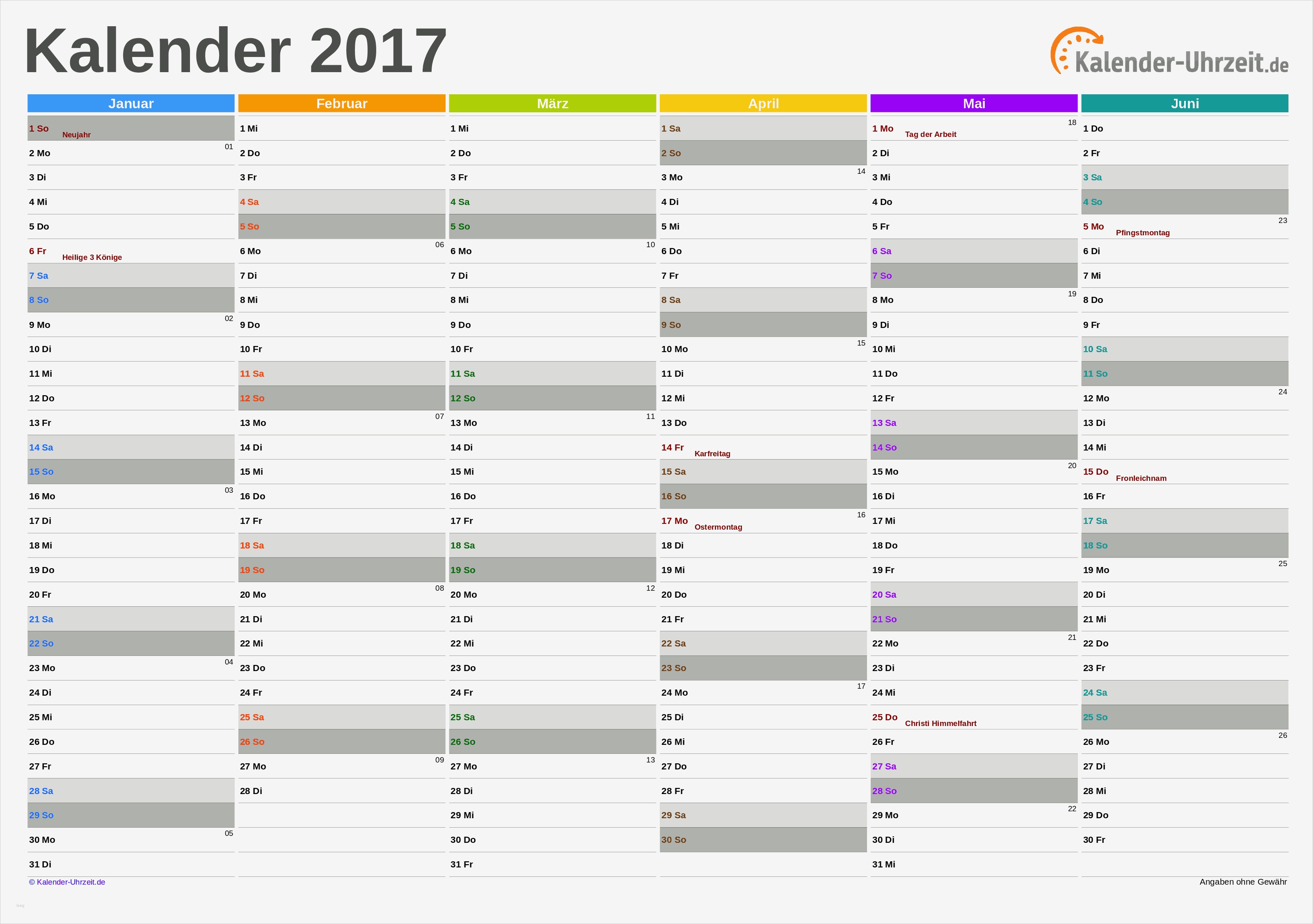 Excel Vorlage Kalender 2017 Einzigartig Excel Kalender 2017 Kostenlos