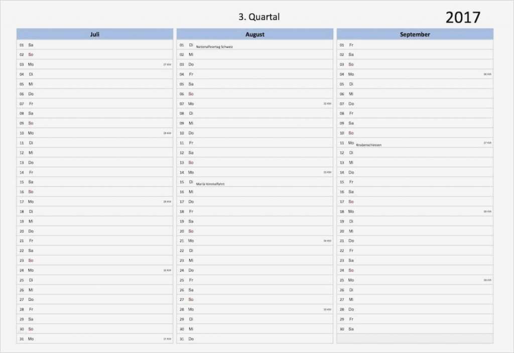 Excel Vorlage Kalender 2017 Einzigartig Monatskalender 2017 Schweiz Excel