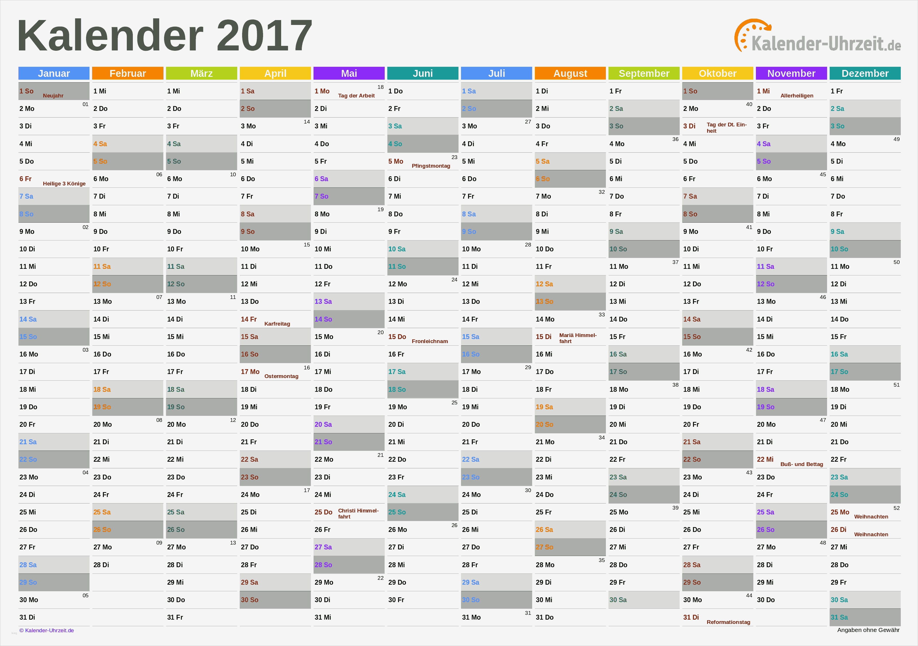 Excel Vorlage Kalender 2017 Erstaunlich Excel Kalender 2017 Kostenlos