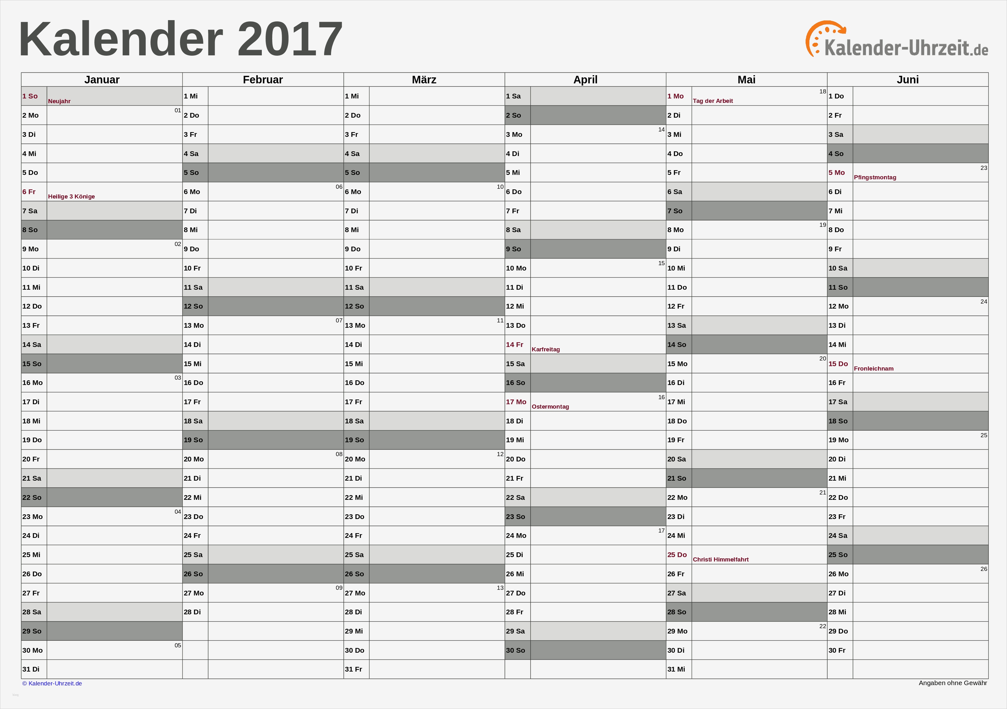Excel Vorlage Kalender 2017 Schön Excel Kalender 2017 Kostenlos
