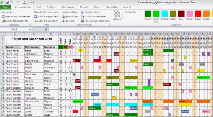 Excel Vorlage Personalplanung Kostenlos Angenehm Excel Urlaubs Und Absenzkalender Download