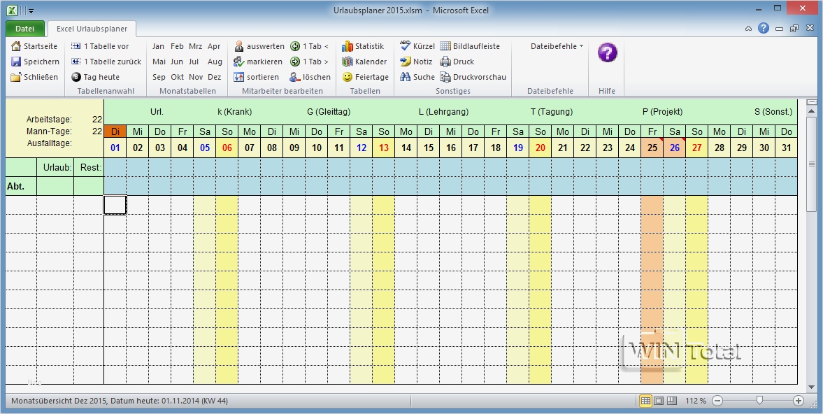 Excel Vorlage Personalplanung Kostenlos Elegant Excel Abwesenheits Und Urlaubsplaner Download