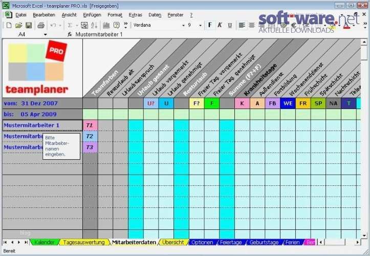 Excel Vorlage Personalplanung Kostenlos Erstaunlich Teamplaner Pro 4 Download Windows Deutsch Bei soft