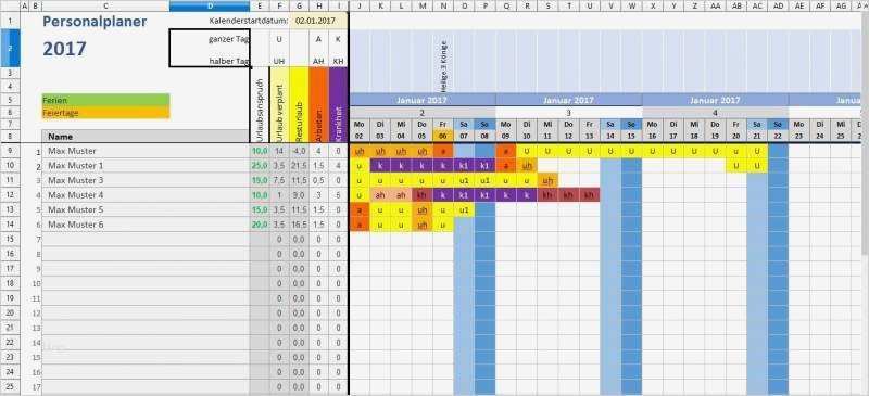 Excel Vorlage Personalplanung Kostenlos Hübsch Personalplaner Download