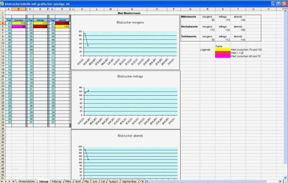 Excel Vorlage Tabelle Fabelhaft Bed Anleitung Blutzuckertabelle Blutzucker Tabelle