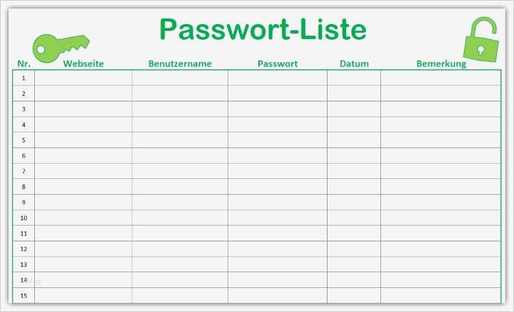 Excel Vorlage to Do Liste Kostenlos Schönste Vorlage Passwort Liste Kennwort Liste