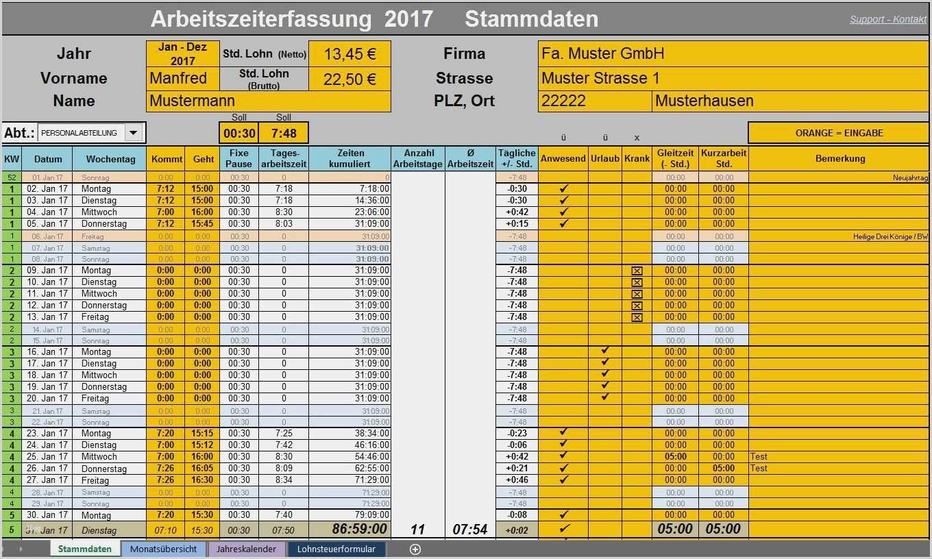 Excel Vorlage Zeiterfassung Hübsch 20 Zeiterfassung Excel