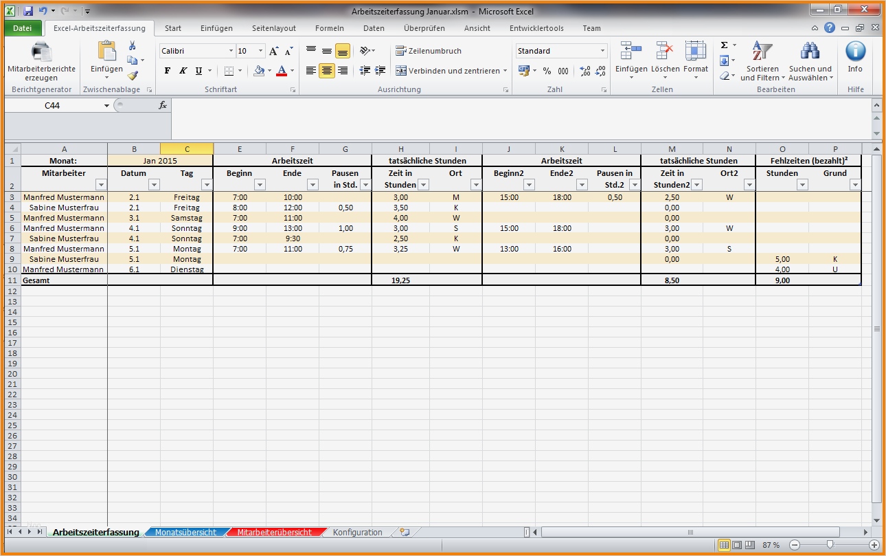 Excel Vorlage Zeiterfassung Süß 5 Excel Arbeitszeiterfassung