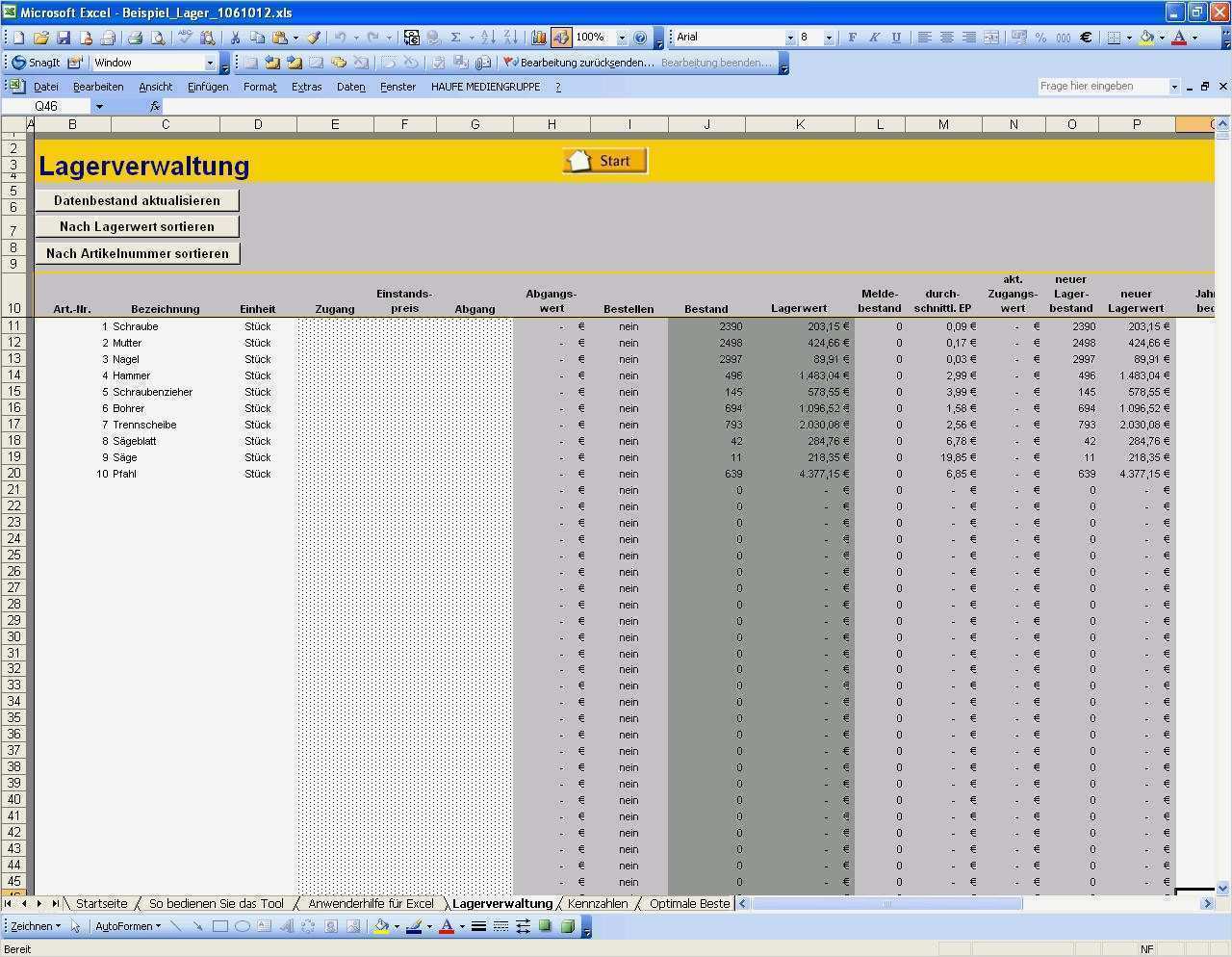 Excel Vorlagen Download Erstaunlich Lagerverwaltung Mit Bestellmengenoptimierung Excel