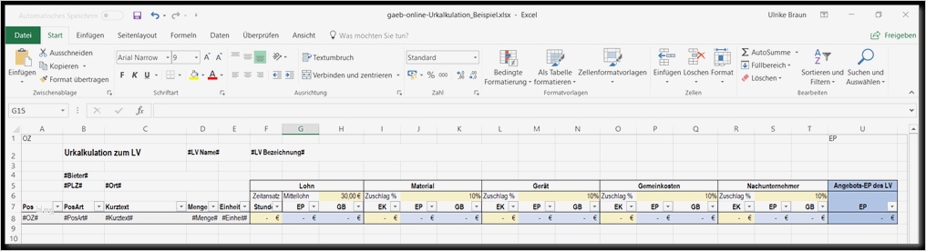 Excel Vorlagen Handwerk Kalkulation Kostenlos Süß Gaeb Ausschreibungen Arbeiten Mit Eigenen Excel Vorlagen
