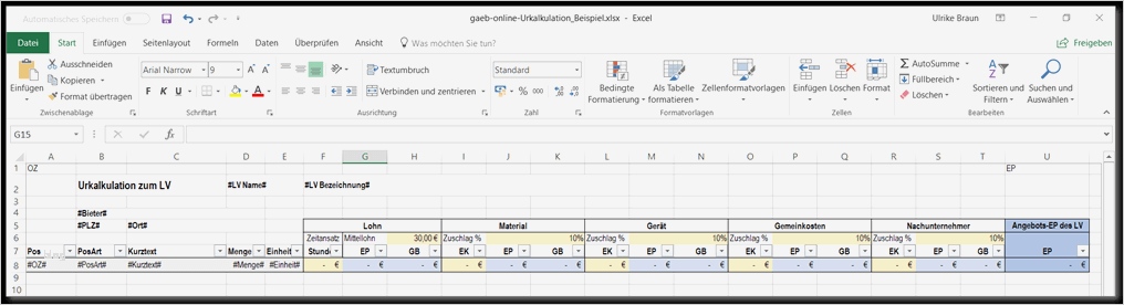 Excel Vorlagen Handwerk Kalkulation Kostenlos Süß Gaeb Ausschreibungen Arbeiten Mit Eigenen Excel Vorlagen