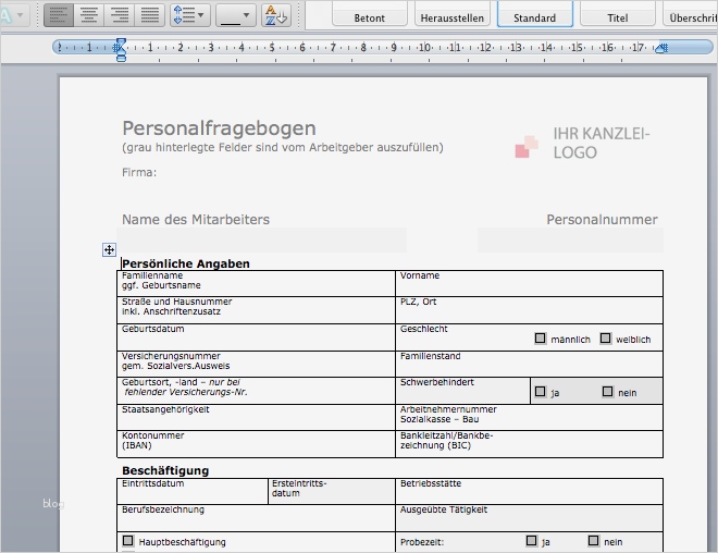 Exzerpt Vorlage Bewundernswert Muster Personalfragebogen Datev