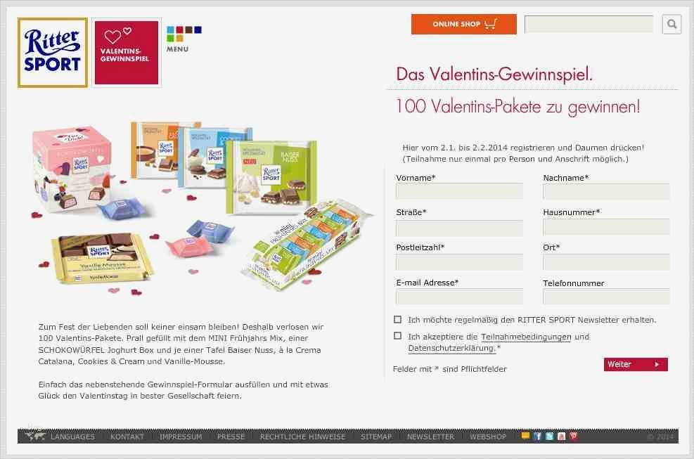 Facebook Gewinnspiel Vorlage Erstaunlich Valentins Paket Verlosung Von Ritter Sport Ichwilltesten
