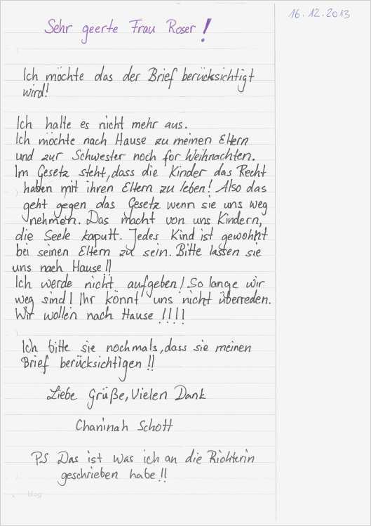 Facebook Impressum Vorlage Cool Ein Brief Von Chaninah 11 Jahre Alt Zu Frau Richterin