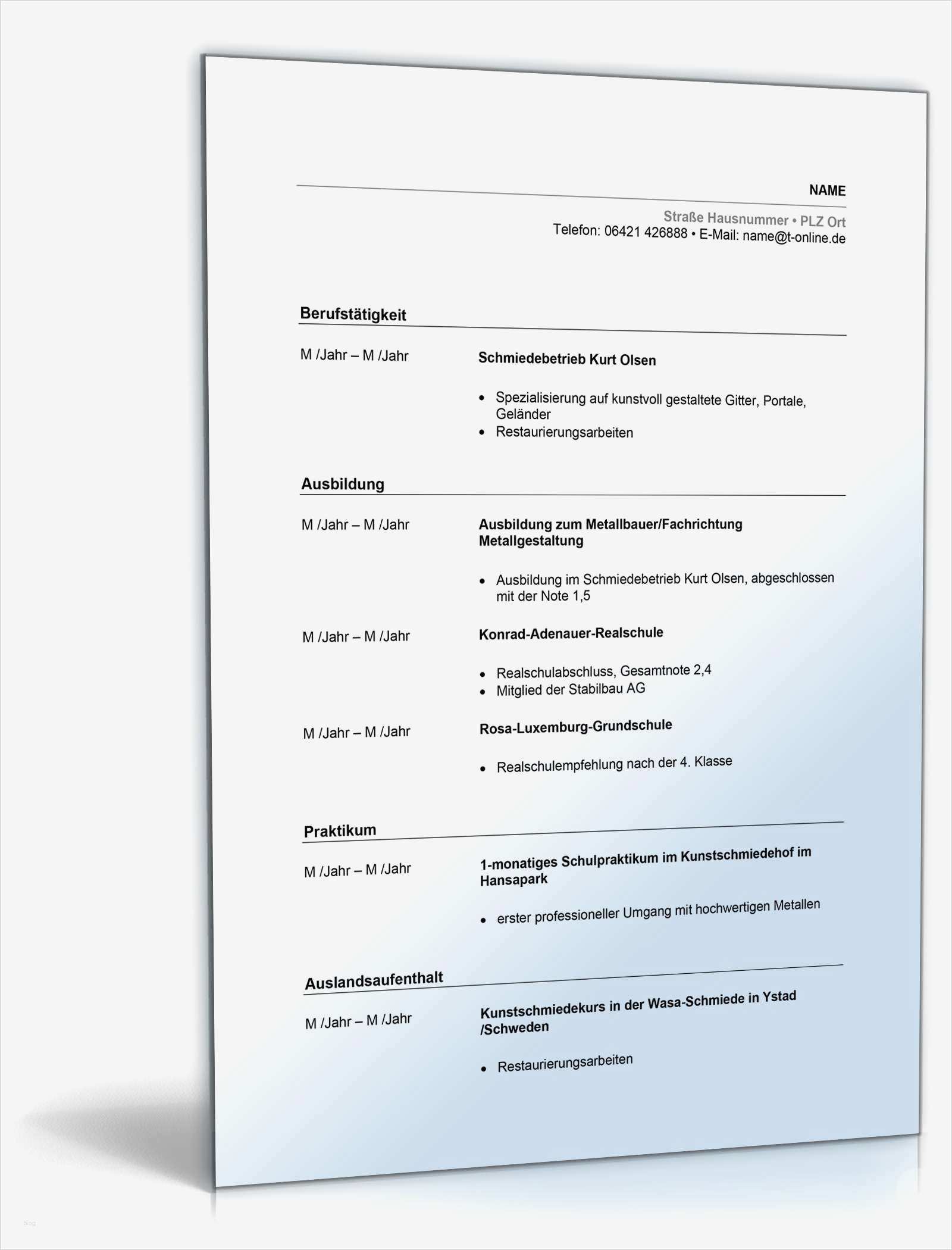 Fachberichte Metallbauer Vorlagen Bewundernswert Lebenslauf Metallbauer