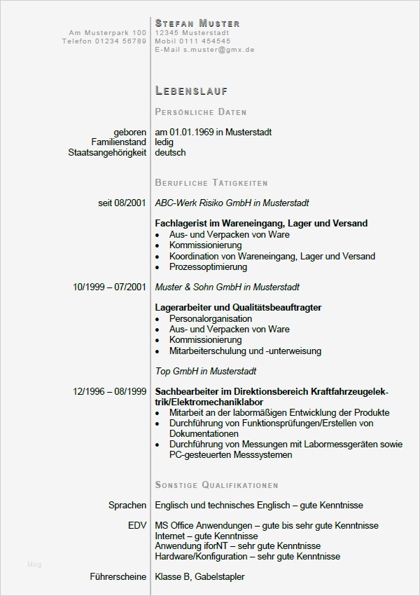 Fachlagerist Bewerbung Vorlage Süß Bewerbung Fachlagerist Ungekündigt Berufserfahrung