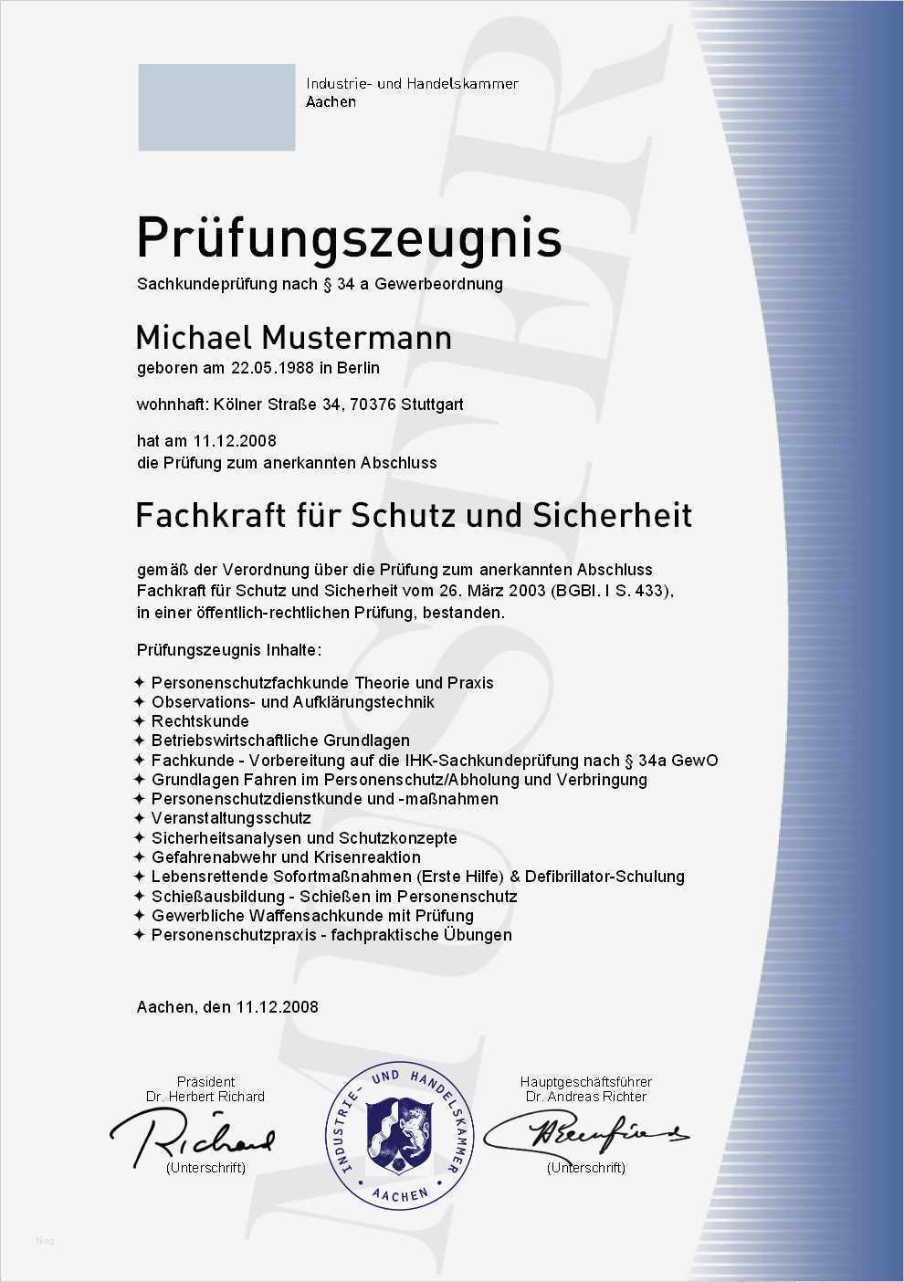 Fachlagerist Bewerbung Vorlage Süß Sicherheitskraft Personenschutz Sachkundeprüfung Kaufen