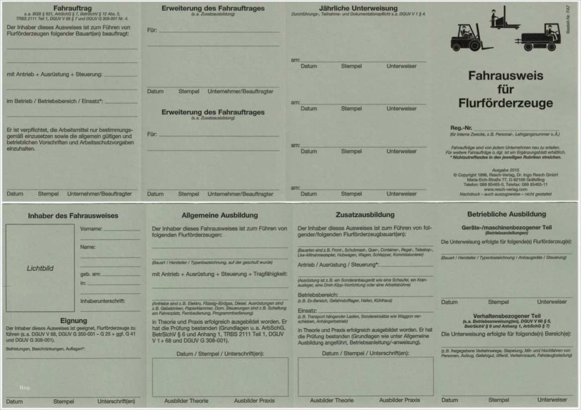 Fahrausweis Flurförderzeuge Vorlage Gut Verkehrsverlag J Fischer Gmbh & Co Kg