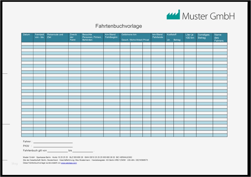 Fahrtenbuch Finanzamt Vorlage Einzigartig Fahrtenbuch Vorlage Kostenlos Als Excel & Pdf