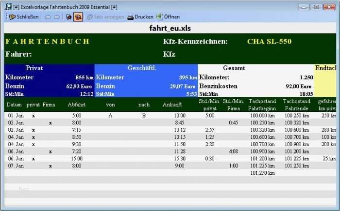 Fahrtenbuch Vorlage Excel Erstaunlich Excel Vorlage Fahrtenbuch 2009 Download