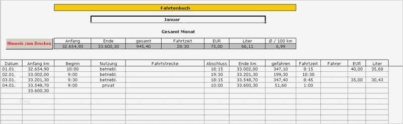 Fahrtenbuch Vorlage Pdf Erstaunlich Fahrtenbuch Bei Freeware Download