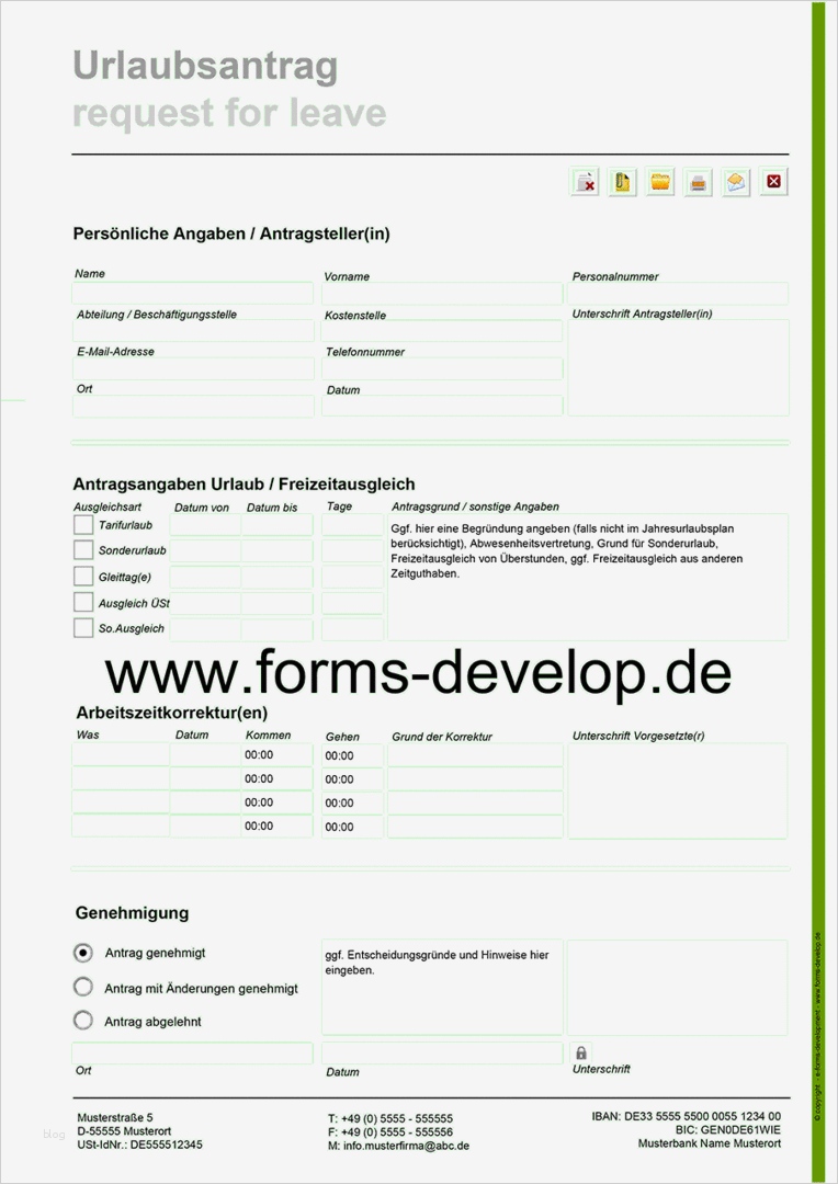 Fahrtkostenerstattung Vorlage Erstaunlich Urlaubsantrag Freizeitausgleich Pdf formulare A4h