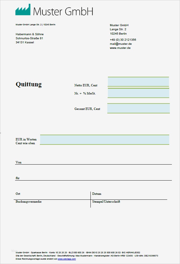 Fahrtkostenerstattung Vorlage Gut Quittungsvorlage & Quittungsvordruck Zum Quittung Schreiben