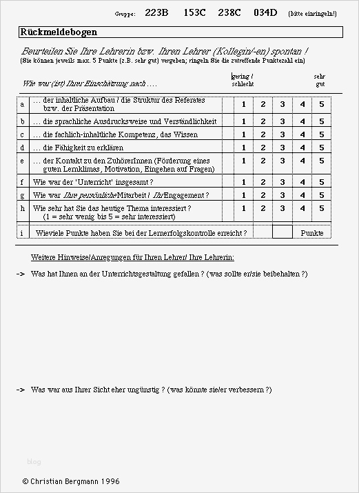 Feedbackbogen Seminar Vorlage Cool Lehrveranstaltungen