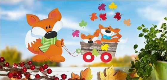 Fensterbilder Weihnachten Vorlagen tonkarton Inspiration Fuchsfamilie Beim Herbstausflug