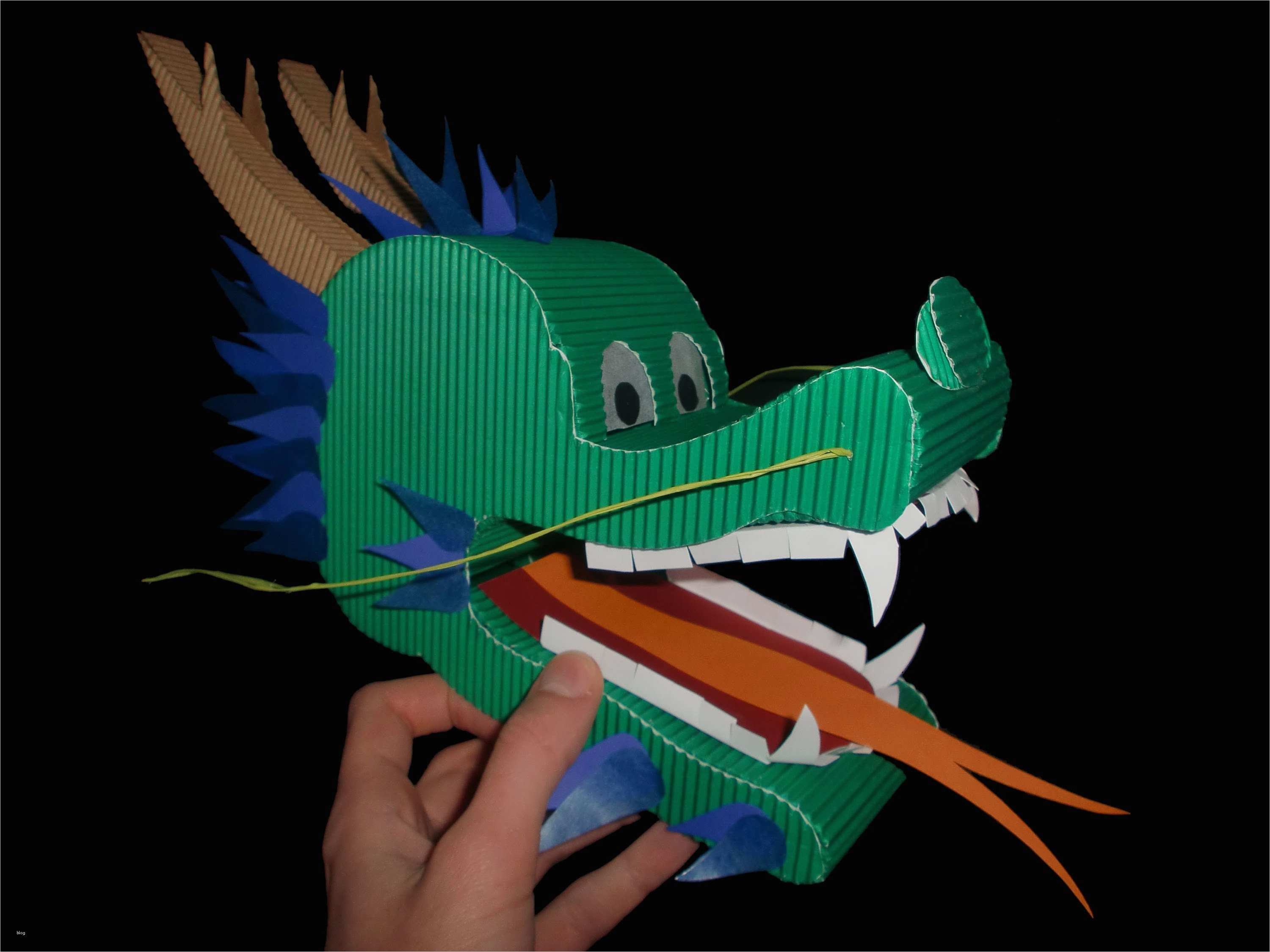 Feuerdrachen Basteln Vorlage Neu Drachenkopf Aus Papier Einfache Bastelanleitung