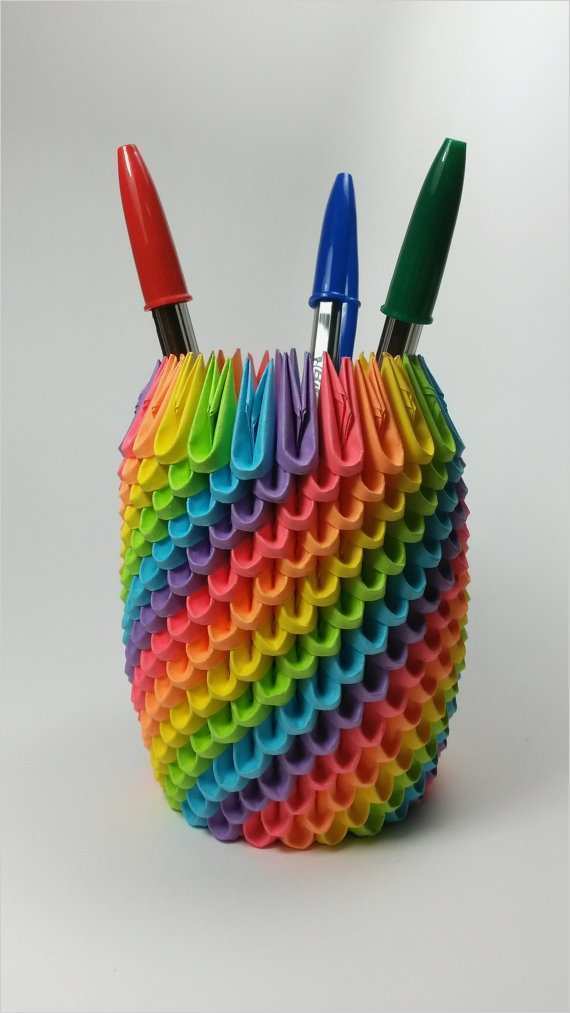 Fimo Vorlagen Wunderbar Regenbogen 3d origami Stifthalter Stift Halter