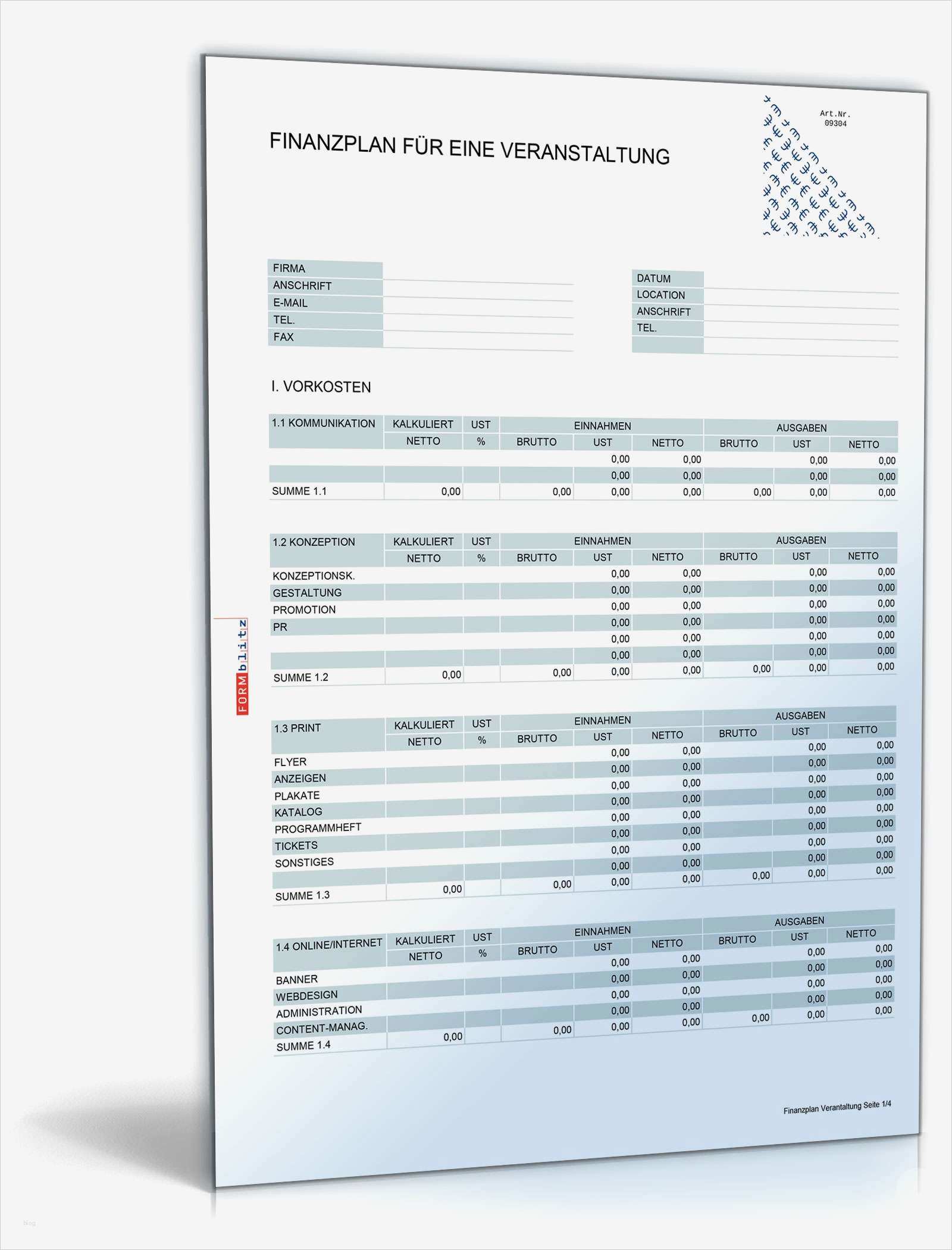 Finanzplan Vorlage Einzigartig Finanzierungsplan Veranstaltung Rechentablle Zum Download
