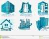 Firmenlogo Vorlagen Luxus Logotipos De Los Edificios En Colores Azules Ilustración