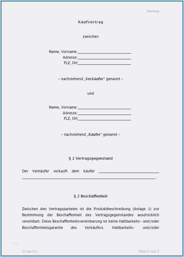 Firmenpapier Vorlage Erstaunlich 14 Allgemeiner Kaufvertrag Privat