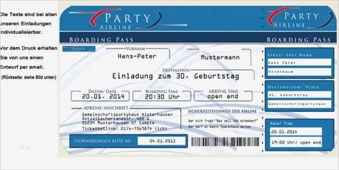 Flugticket Einladung Vorlage Kostenlos Wunderbar Einladungskarten Zum Geburtstag