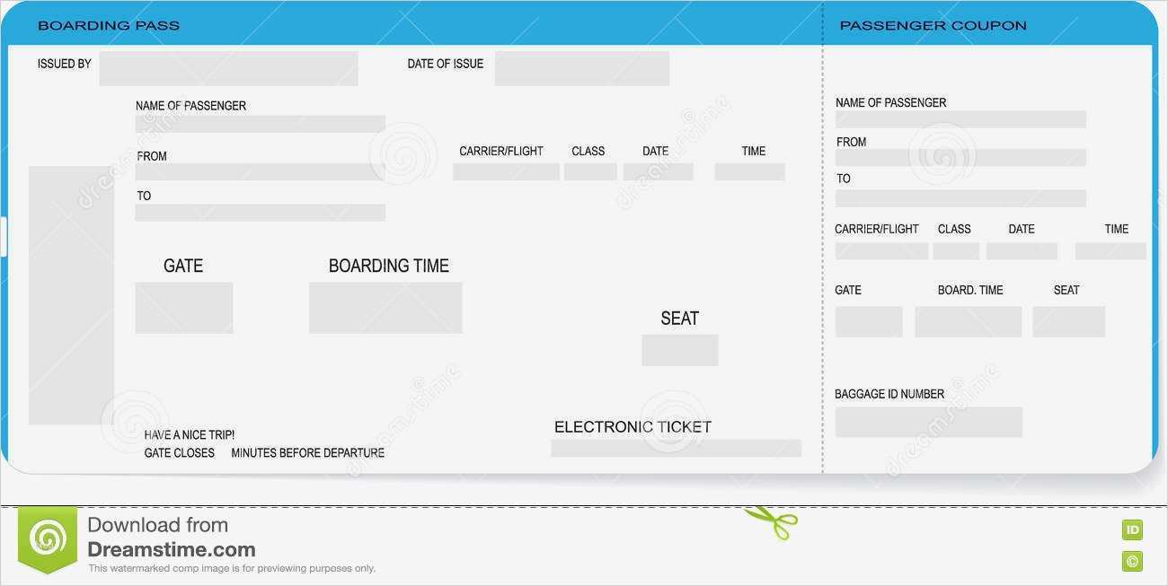 Flugticket Vorlage Beste Modell Av Ett Logipasserande Eller Flygbiljett Vektor