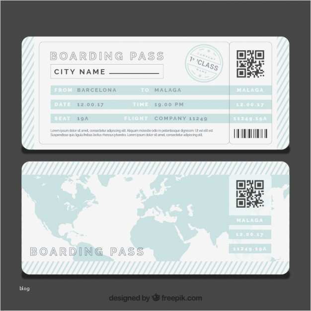 Flugticket Vorlage Download Erstaunlich Gestreifte Bordkarte Vorlage Mit Blauen Weltkarte