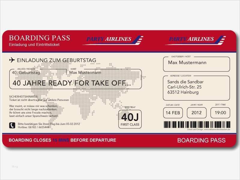 Flugticket Vorlage Download Neu Einladungskarten Flugticket Geburtstag Hochzeit