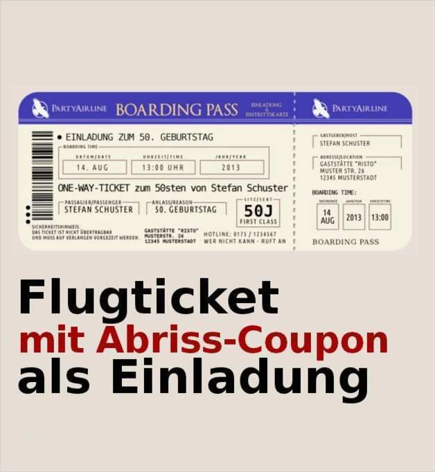 Flugticket Vorlage Geschenk Cool Pdf Einladung 50 Geburtstag Zum Ausdrucken
