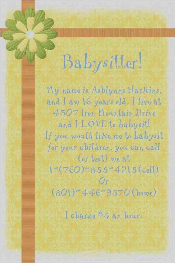 Flyer Erstellen Vorlagen Kostenlos Neu Wunderbar Kostenlose Babysitter Vorlagen Zeitgenössisch