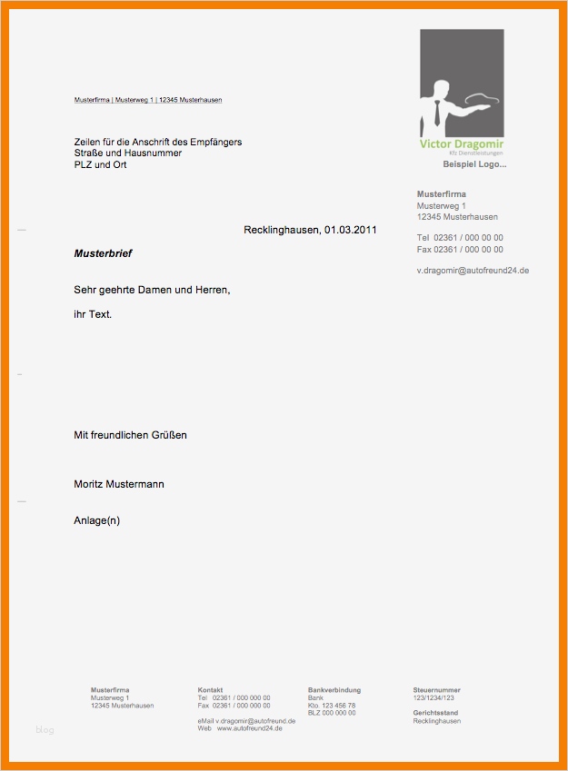Formeller Brief Vorlage Gut 10 Vordruck Briefkopf