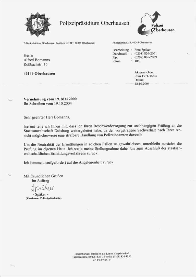 Formeller Brief Vorlage Gut Die Briefvorlage Der Polizeipräsidentin Heide Flachskampf