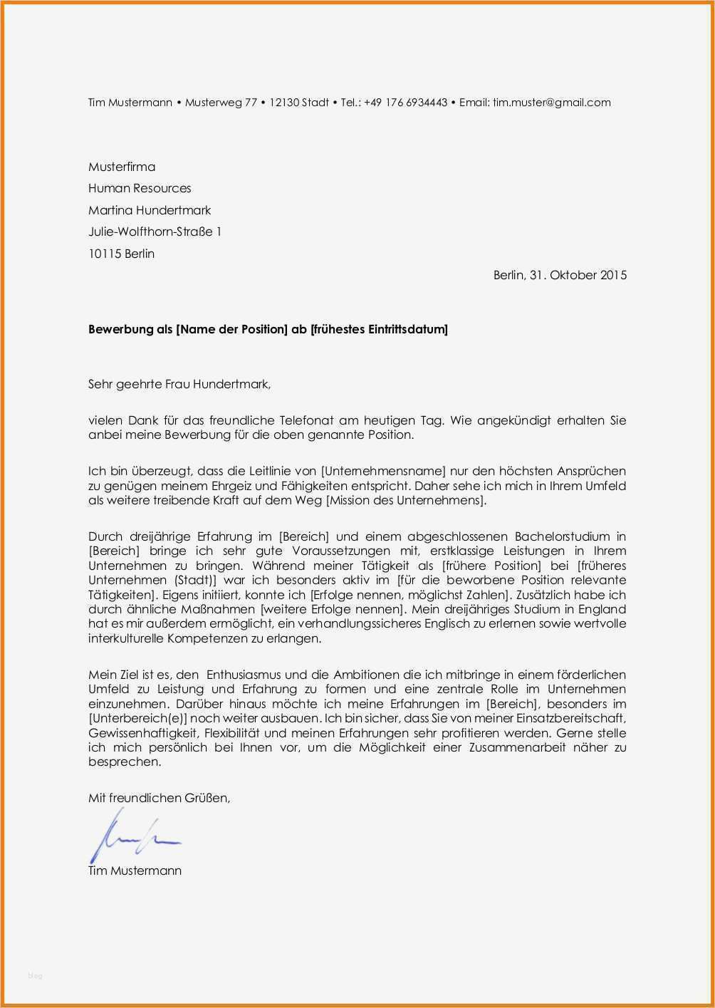 Formloses Anschreiben Vorlage Angenehm 6 Anschreiben Template