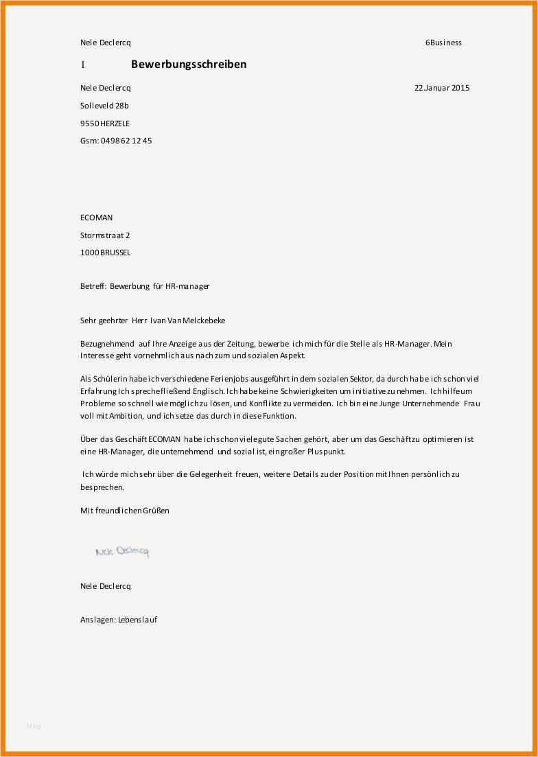 Formloses Anschreiben Vorlage Beste 10 Ferienjob Bewerbung