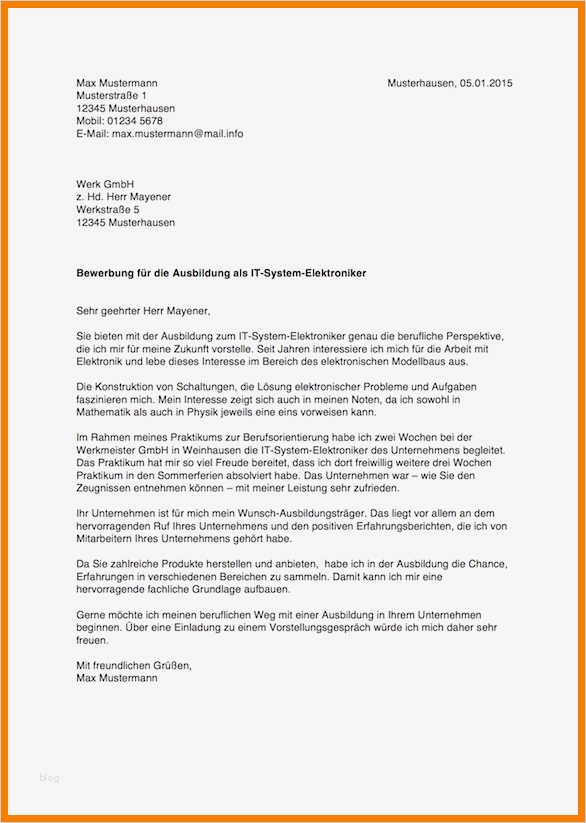 Formloses Anschreiben Vorlage Genial 8 Vorlage Bewerbung 2015