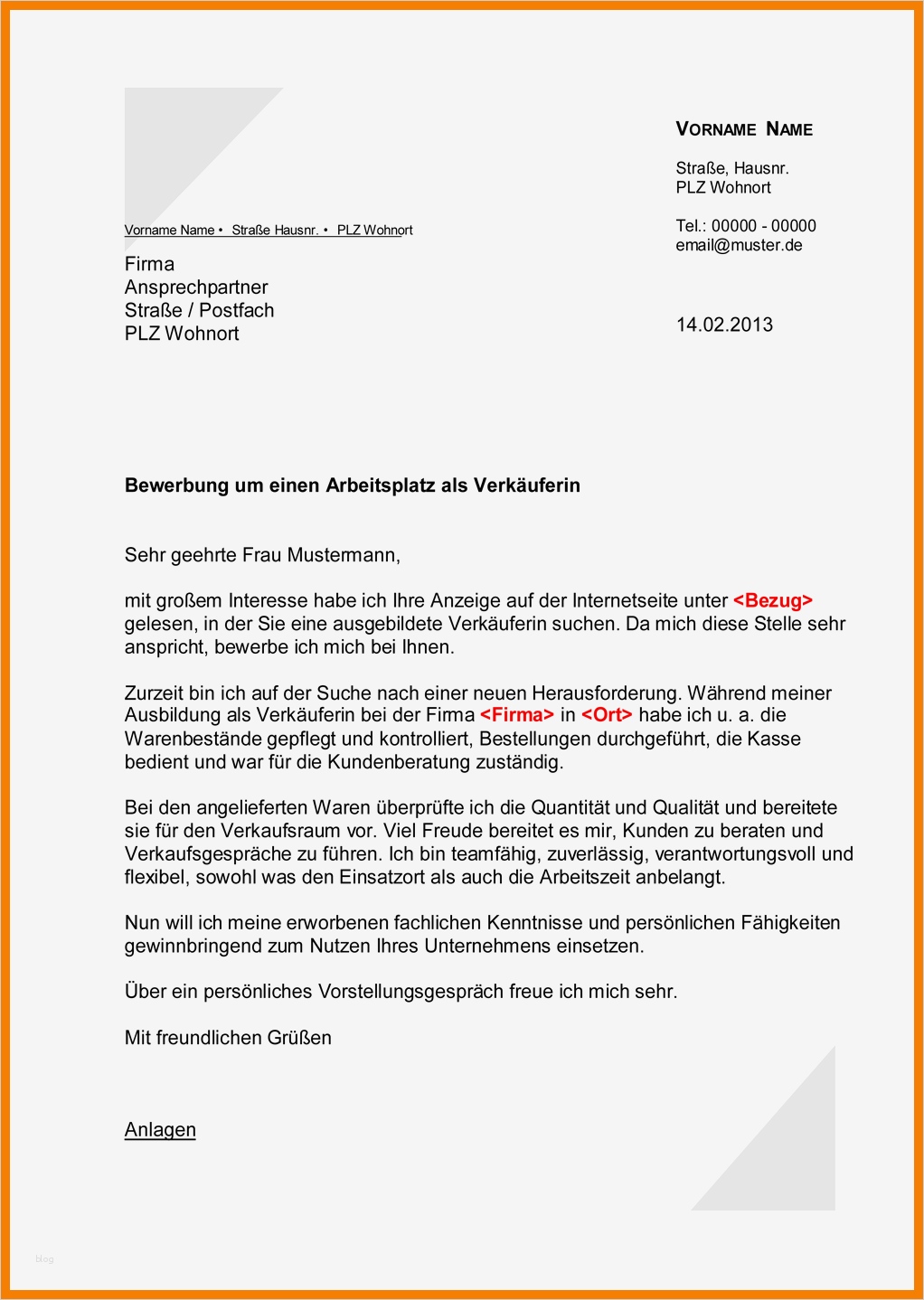 Formloses Anschreiben Vorlage Wunderbar 7 Anschreiben Muster 2013