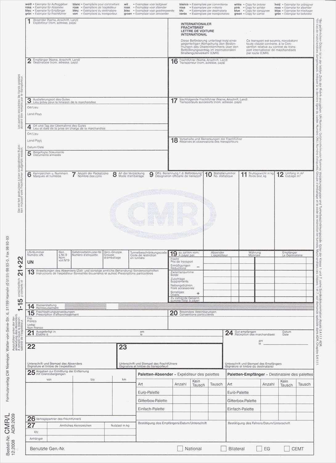 Frachtbrief Vorlage Elegant Cmr Frachtbrief Cmr Frachtbrief Einebinsenweisheit