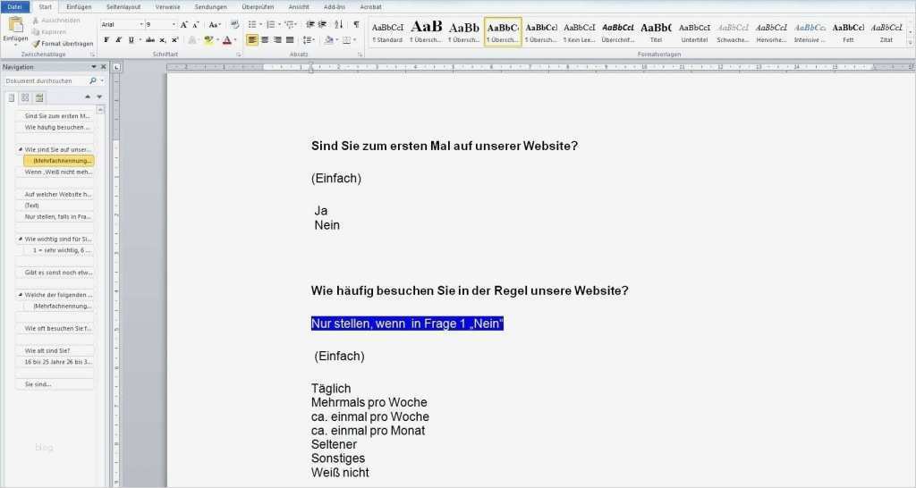 Fragebogen Erstellen Vorlage Fabelhaft Einen Fragebogen Erstellen Mit Word Und Der