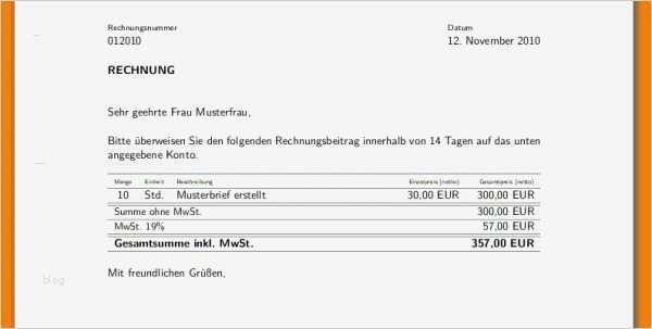 Freiberufler Rechnung Vorlage Inspiration 9 Vorlage Rechnung Ohne Umsatzsteuer