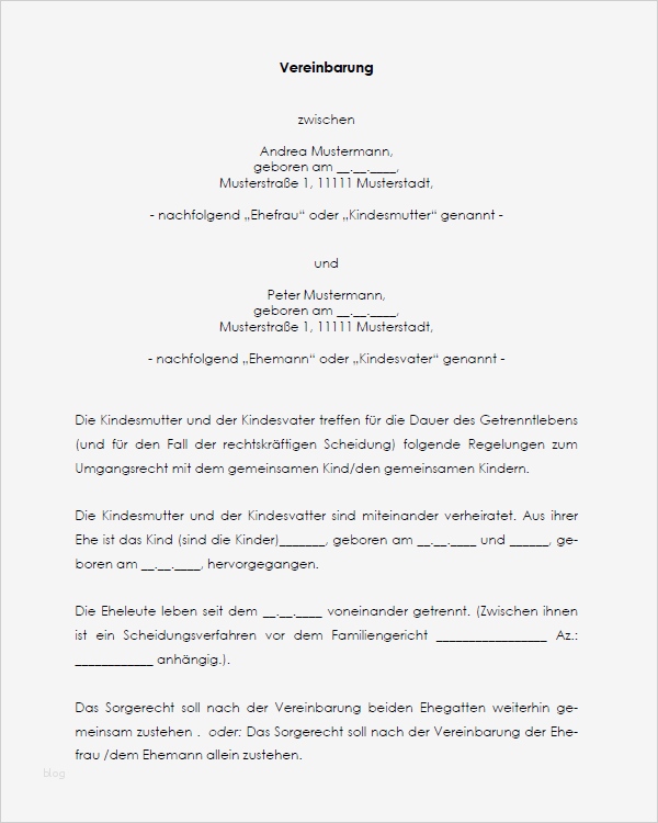 Freistellung Von Der Arbeit Vorlage Erstaunlich Muster Einer Umgangsrechtsvereinbarung Als sofort